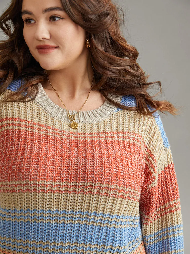 Colorblock Contrast Heather Round Neck Pullover sold by Bloomchic product image thumbnail 5