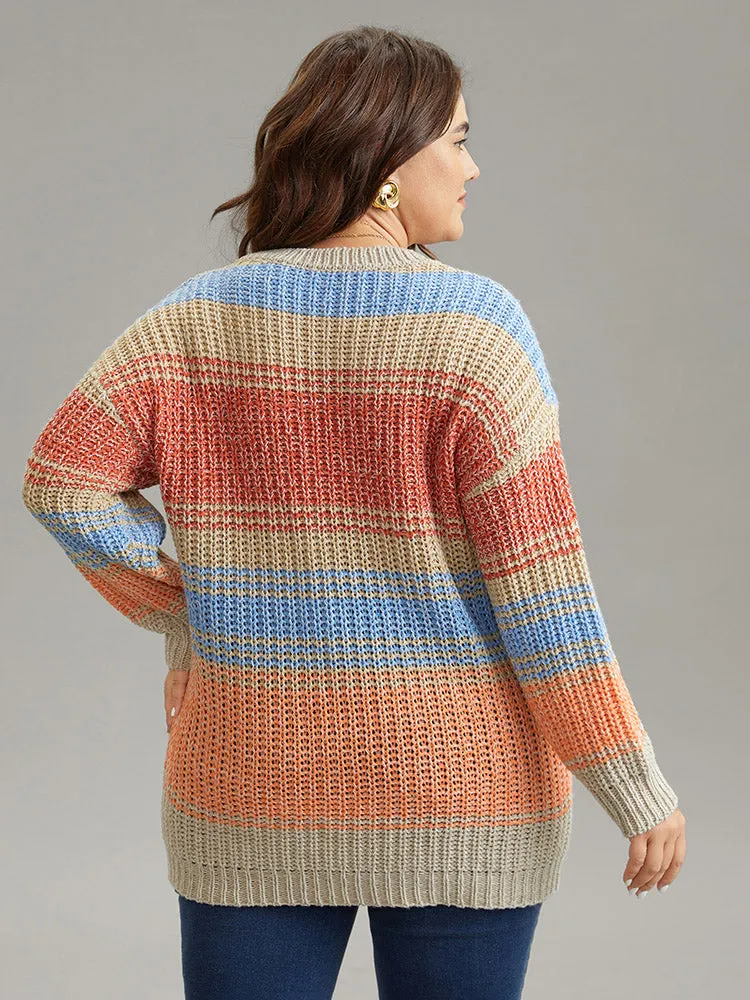 Colorblock Contrast Heather Round Neck Pullover sold by Bloomchic product image thumbnail 2