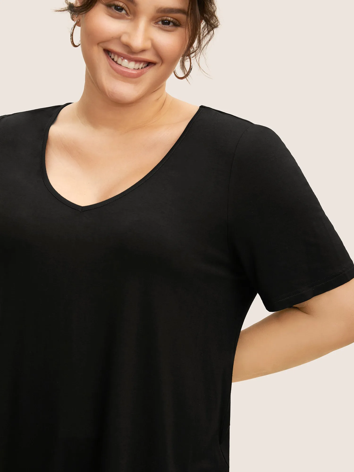 Supersoft Essentials Solid Asymmetrical Split Hem T-shirt sold by Bloomchic product image thumbnail 4