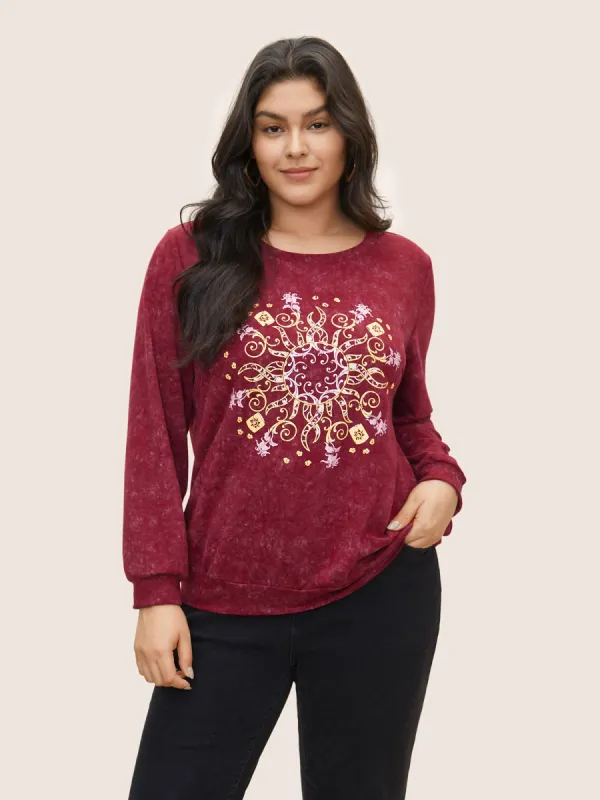 Vintage Horoscope Print Round Neck Sweatshirt sold by Bloomchic