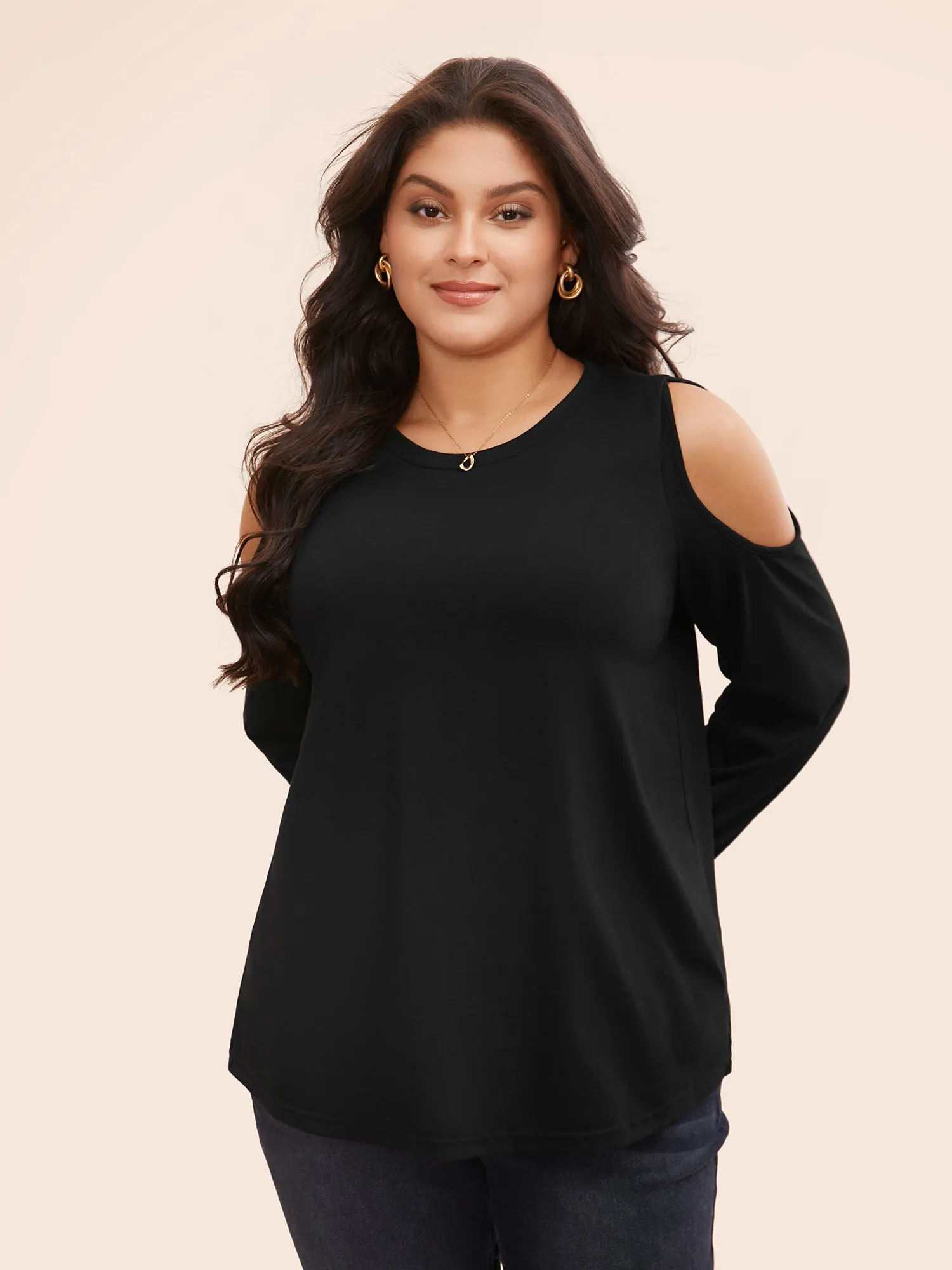 Supersoft Essentials Solid Cold Shoulder T-shirt sold by Bloomchic product image thumbnail 5