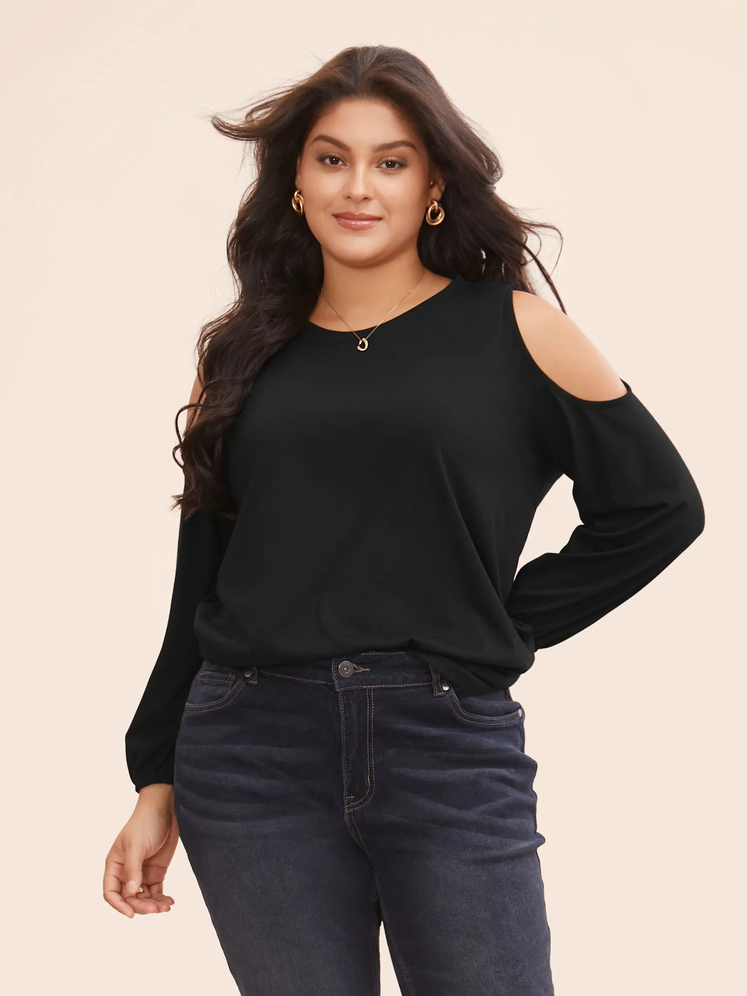 Supersoft Essentials Solid Cold Shoulder T-shirt sold by Bloomchic