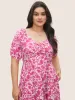 Silhouette Floral Print Ruched Lantern Sleeve Dress sold by Bloomchic