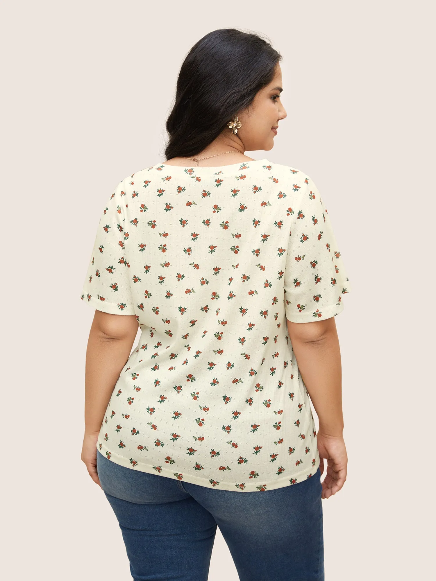 Natural Flowers V Neck Flutter Sleeve T-shirt sold by Bloomchic product image thumbnail 2