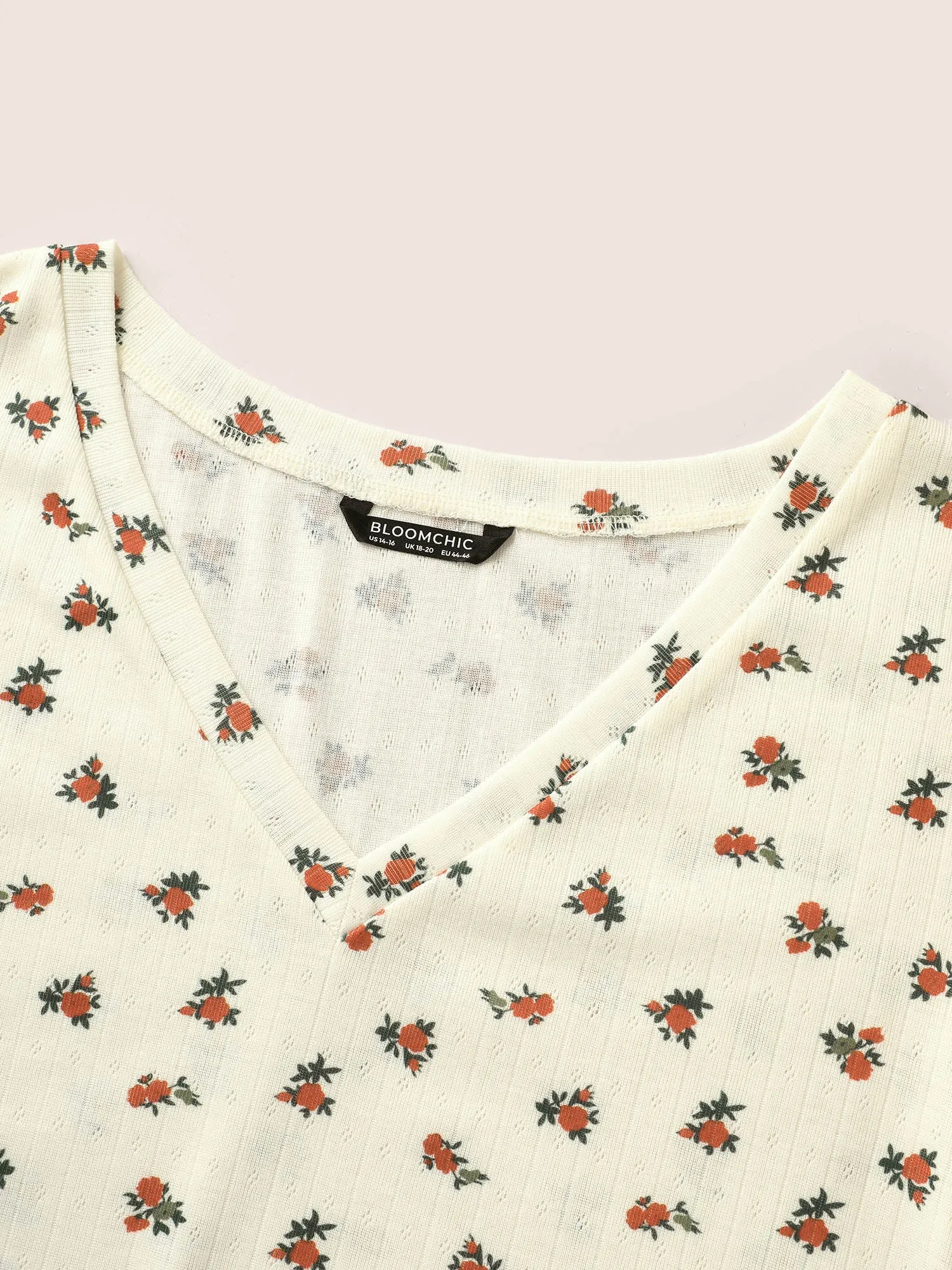 Natural Flowers V Neck Flutter Sleeve T-shirt sold by Bloomchic product image thumbnail 5