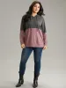 Colorblock Contrast Half Zip Hooded Sweatshirt sold by Bloomchic