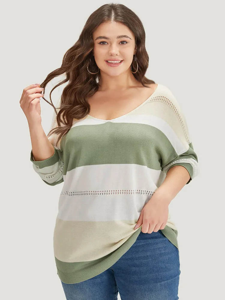 Supersoft Essentials Colorblock Eyelet Batwing Sleeve Pullover sold by Bloomchic