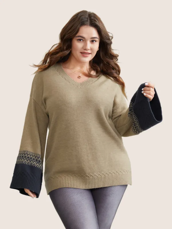 Supersoft Essentials Contrast Bell Sleeve Pullover sold by Bloomchic