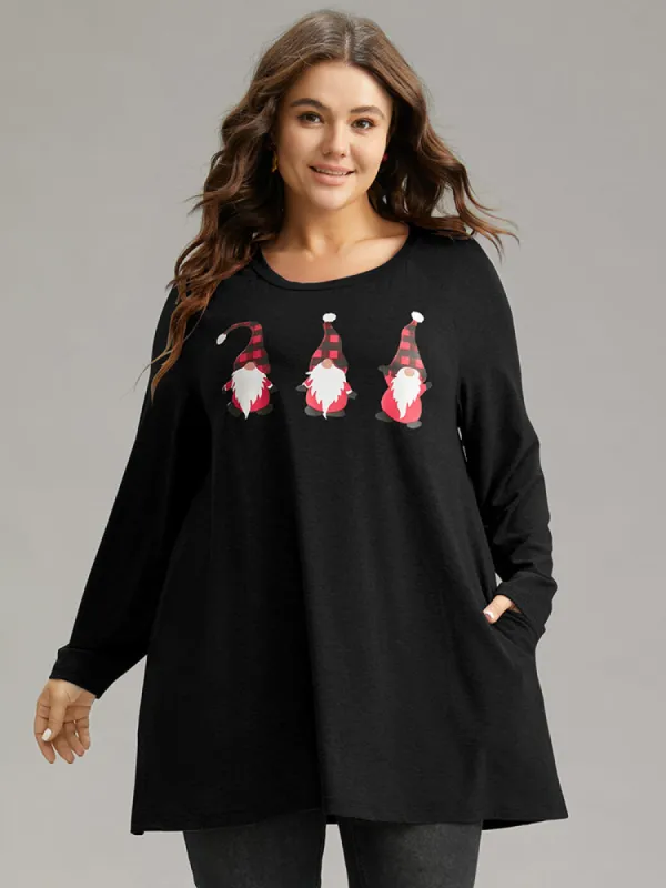 Santa Claus Print Long Sleeve T-shirt sold by Bloomchic