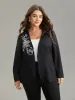 Floral Embroidered Hook Buckle Pocket Blazer sold by Bloomchic