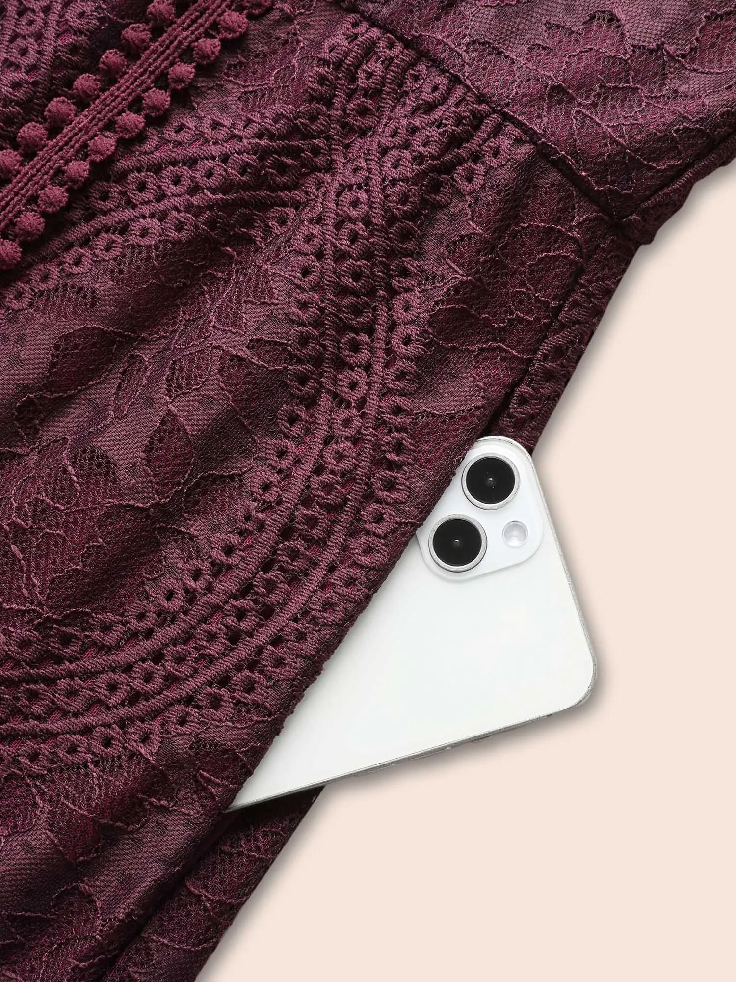 Square Neck Lace Panel Gathered Jumpsuit sold by Bloomchic product image thumbnail 5