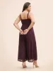 Square Neck Lace Panel Gathered Jumpsuit sold by Bloomchic