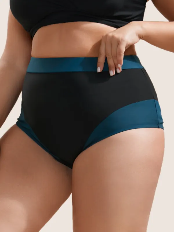 Two Tone Patchwork High Rise Swim Bottom sold by Bloomchic