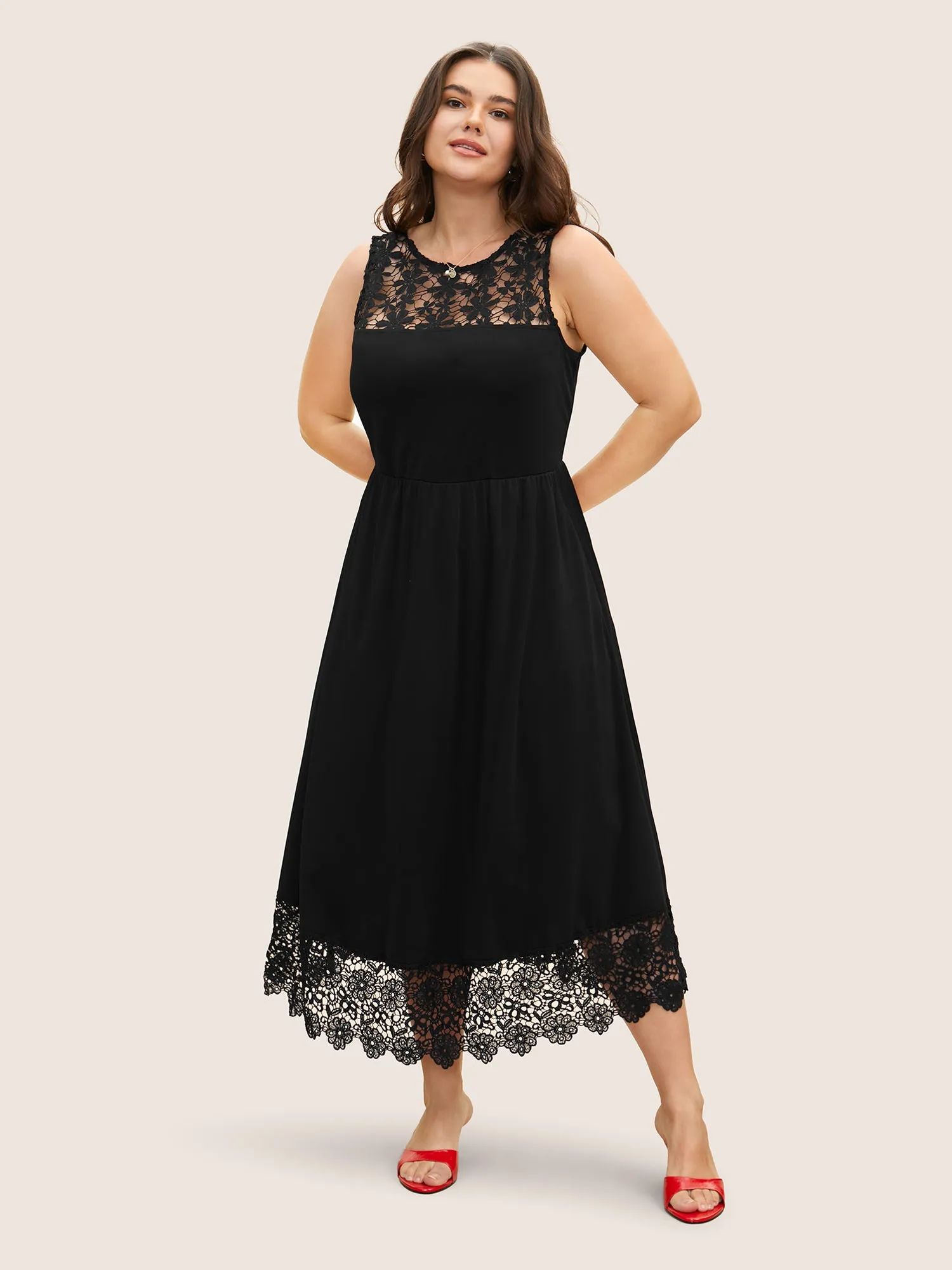 Crochet Lace Midi Tank Dress sold by Bloomchic product image thumbnail 3