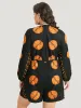 Halloween Graphic Surplice Neck Bowknot Romper sold by Bloomchic