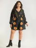 Halloween Graphic Surplice Neck Bowknot Romper sold by Bloomchic