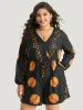 Halloween Graphic Surplice Neck Bowknot Romper sold by Bloomchic