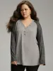 Contrast Button Detail Raglan Sleeve T-shirt sold by Bloomchic