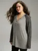 Contrast Button Detail Raglan Sleeve T-shirt sold by Bloomchic