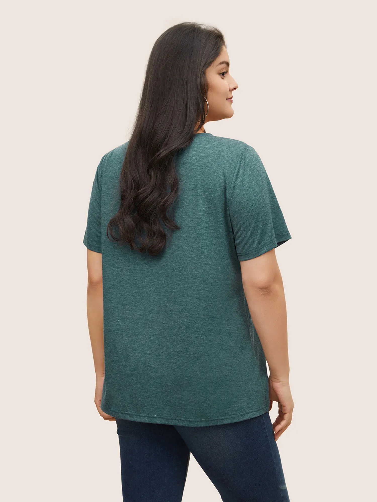 Solid Heather City Print Crew Neck T-shirt sold by Bloomchic product image thumbnail 3