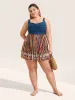 Colored Striped Twist Front Patchwork Swim Dress sold by Bloomchic