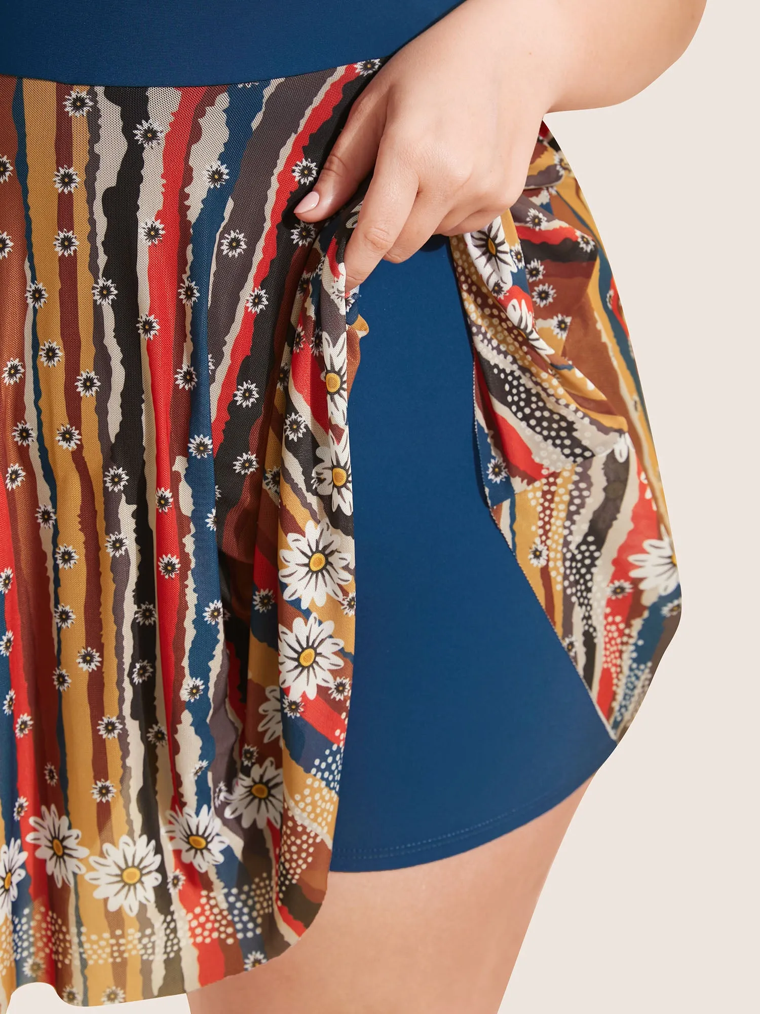 Colored Striped Twist Front Patchwork Swim Dress sold by Bloomchic product image thumbnail 5