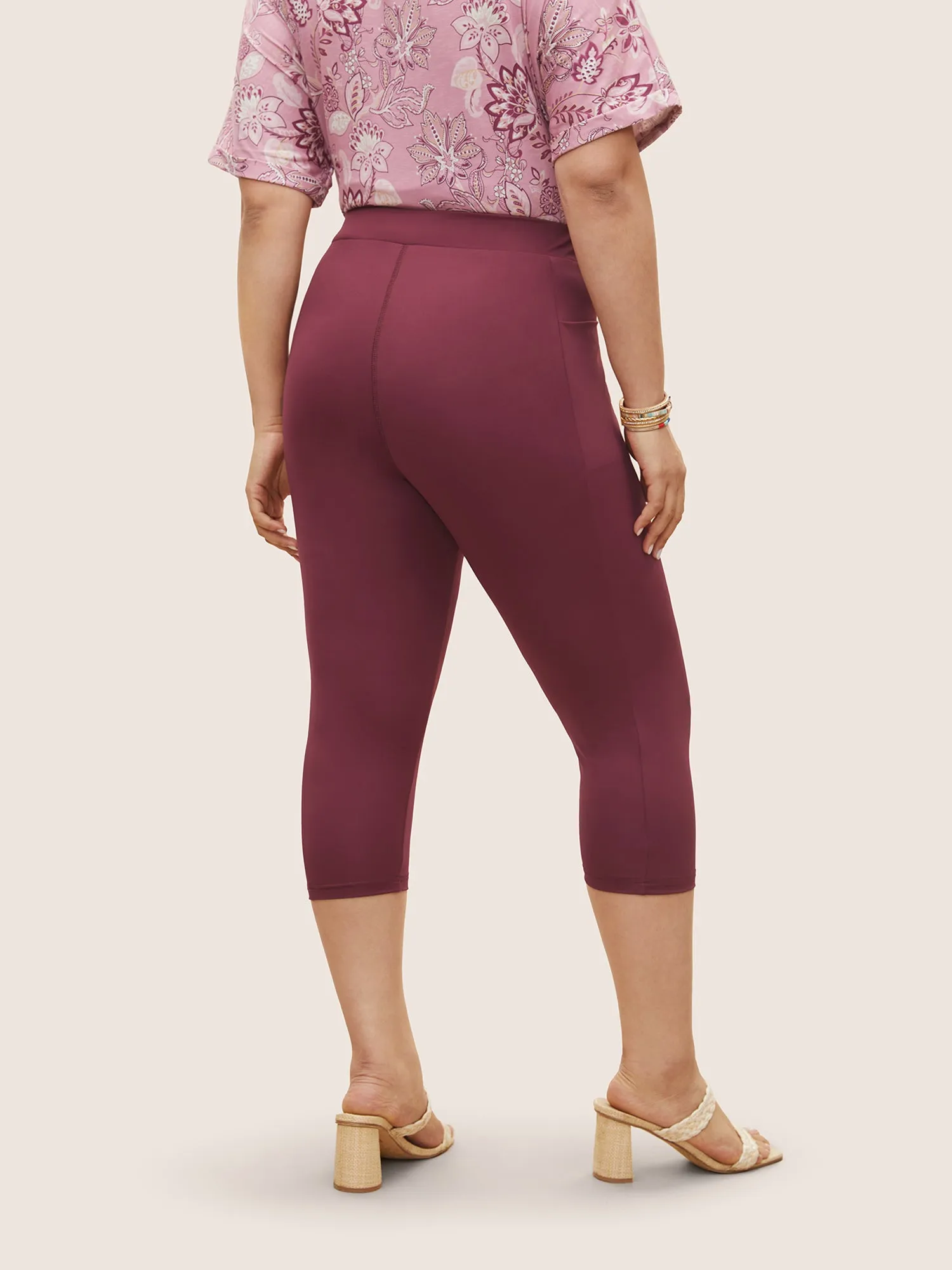 Plain High Rise Pocket Skinny Leggings sold by Bloomchic product image thumbnail 2