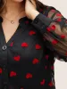 Heart Mesh Patchwork V Neck Blouse sold by Bloomchic