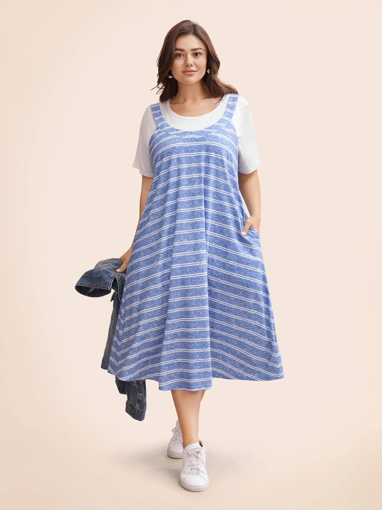 U Neck Striped Adjustable Straps Dress sold by Bloomchic product image thumbnail 2