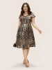 Geometric Sequin Dolman Sleeve Midi Dress sold by Bloomchic