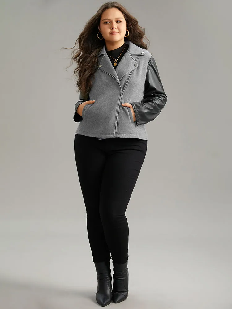 PU Leather Zipper Contrast Button Detail Jacket sold by Bloomchic product image thumbnail 5