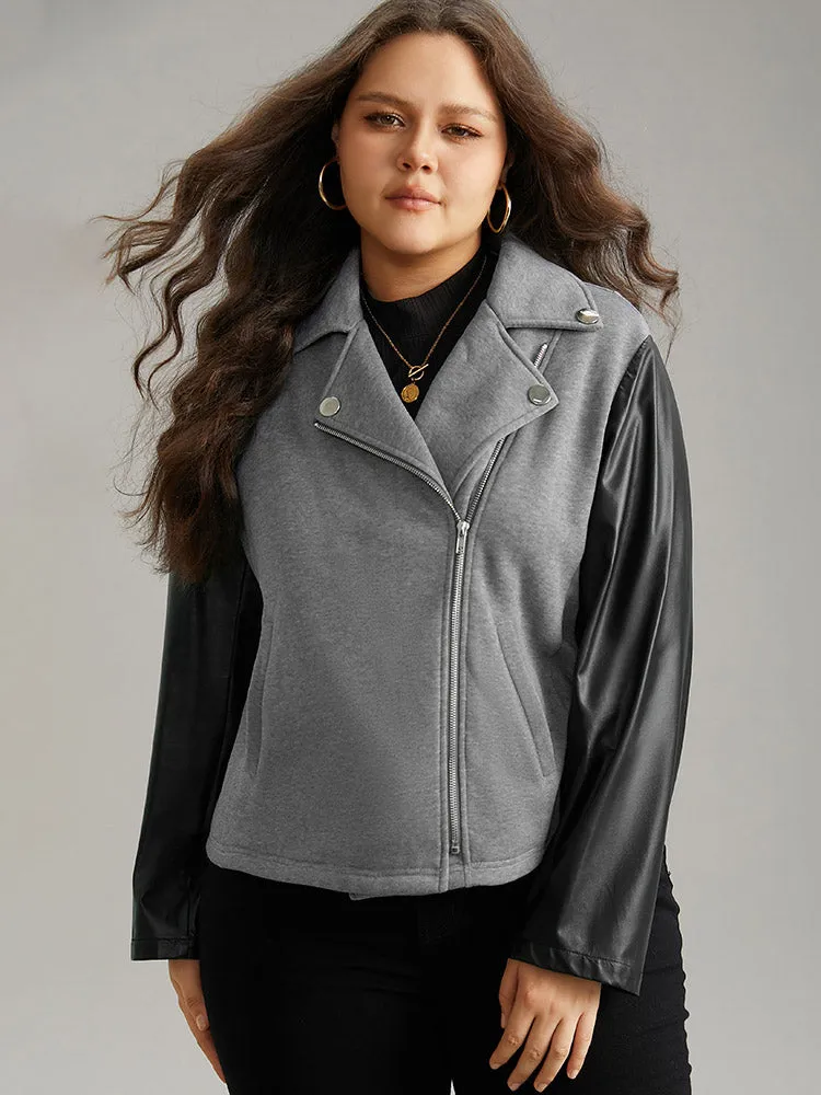 PU Leather Zipper Contrast Button Detail Jacket sold by Bloomchic product image thumbnail 2