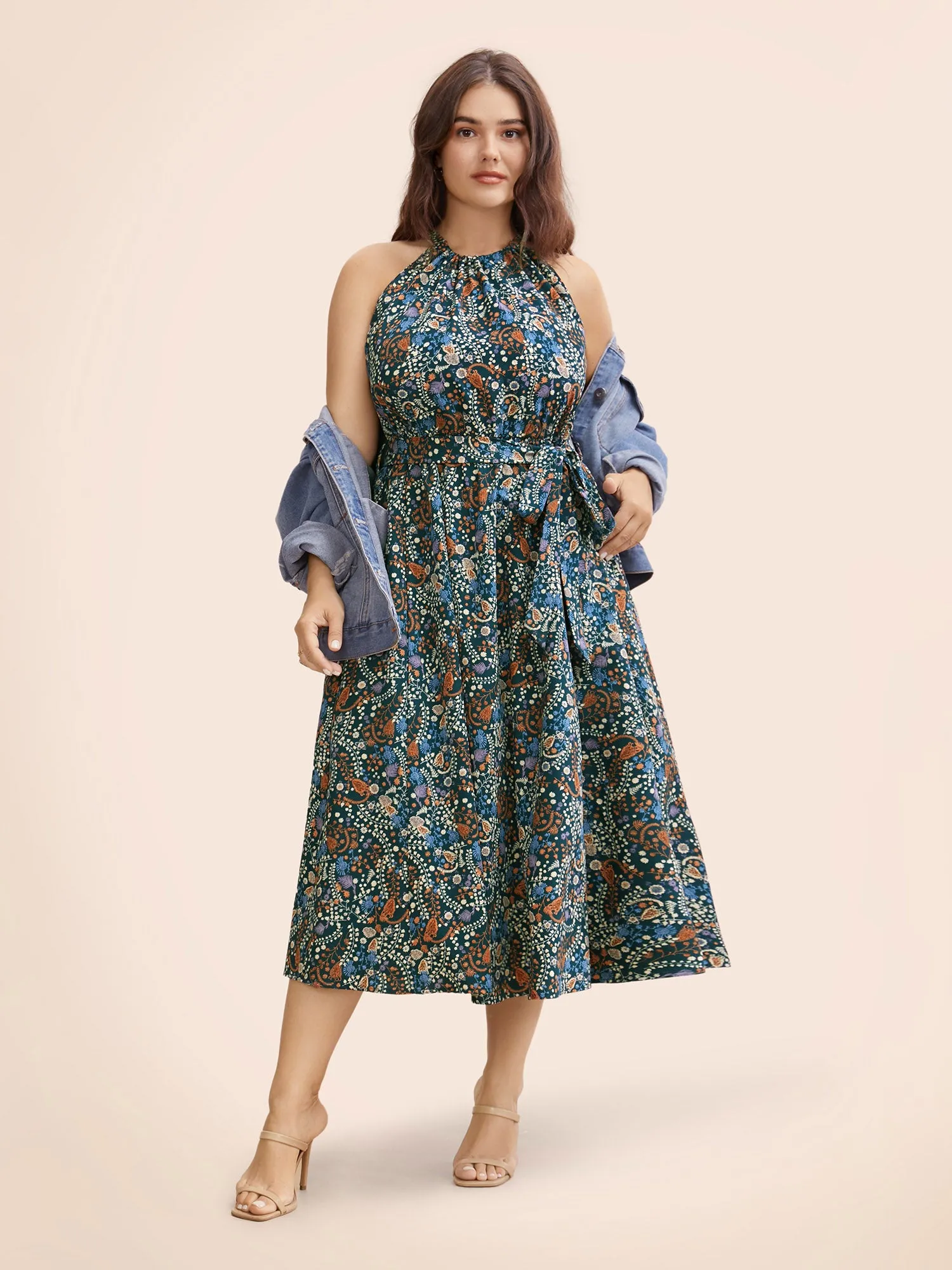 Bandana Print Halter Belted Pocket Dress sold by Bloomchic product image thumbnail 2