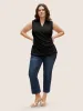 Overlap Collar Solid Pleated Tank Top sold by Bloomchic