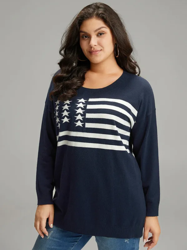 Supersoft Essentials Flag Print Loose Pullover sold by Bloomchic