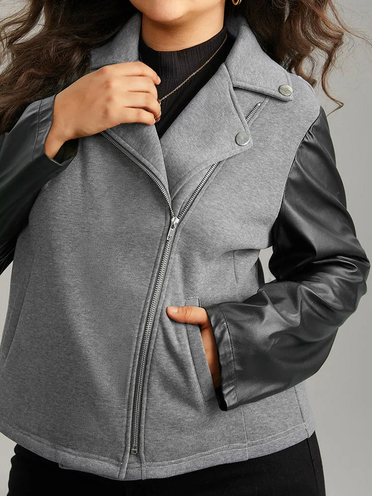 PU Leather Zipper Contrast Button Detail Jacket sold by Bloomchic product image thumbnail 4