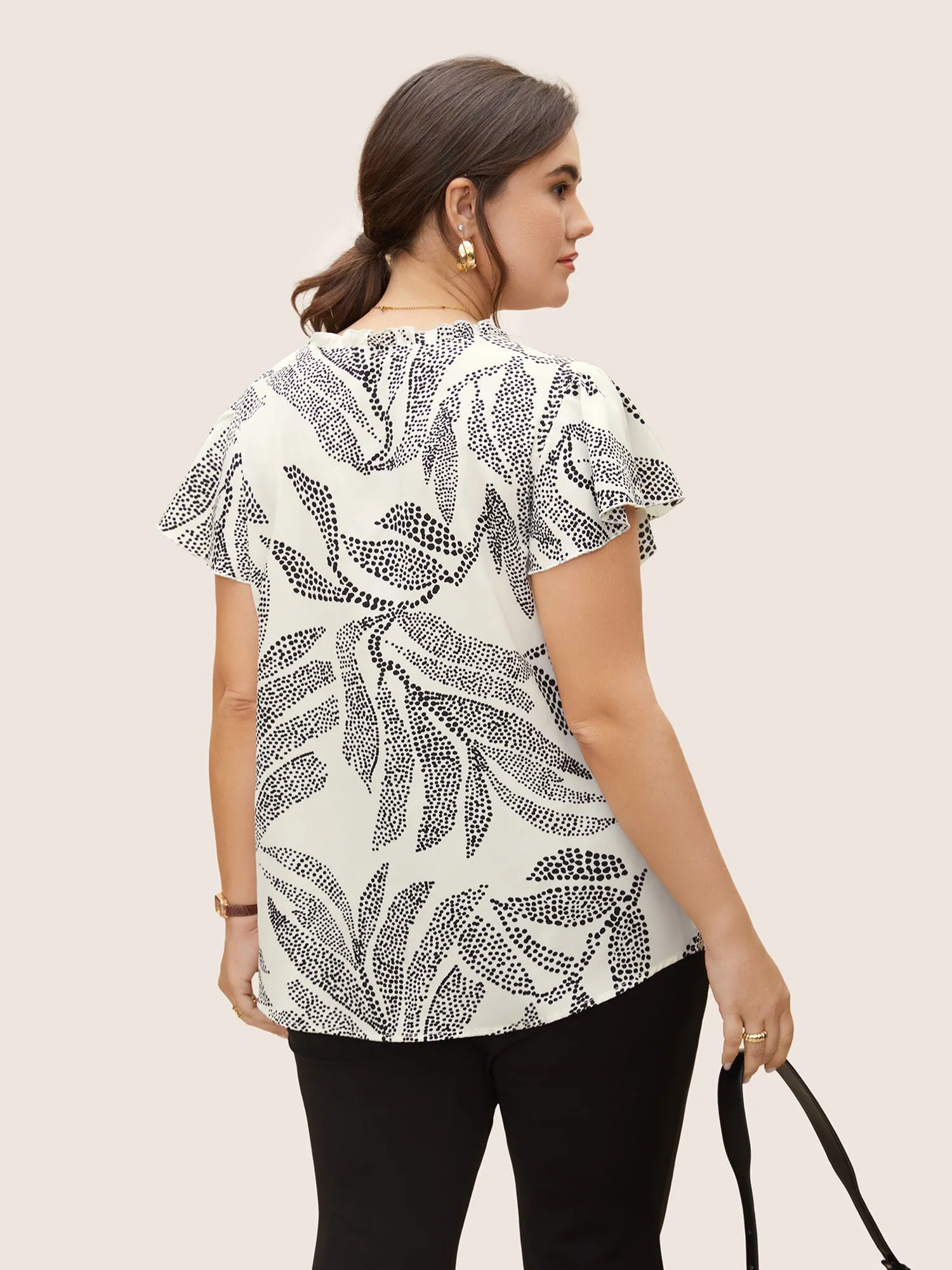 Polka Dot Tie Knot Slit Side Blouse sold by Bloomchic product image thumbnail 4