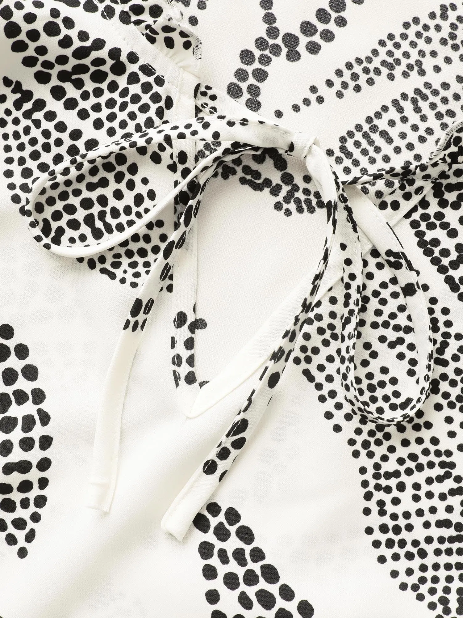 Polka Dot Tie Knot Slit Side Blouse sold by Bloomchic product image thumbnail 5