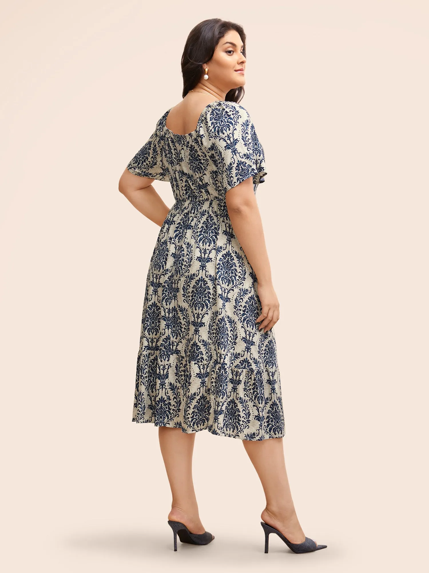 Heart Neckline Bandana Print Twist Front Dress sold by Bloomchic product image thumbnail 3