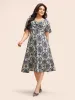 Heart Neckline Bandana Print Twist Front Dress sold by Bloomchic