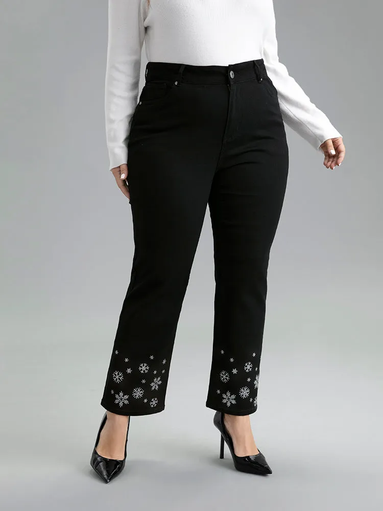 Snowflake Rhinestone Very Stretchy Jeans sold by Bloomchic