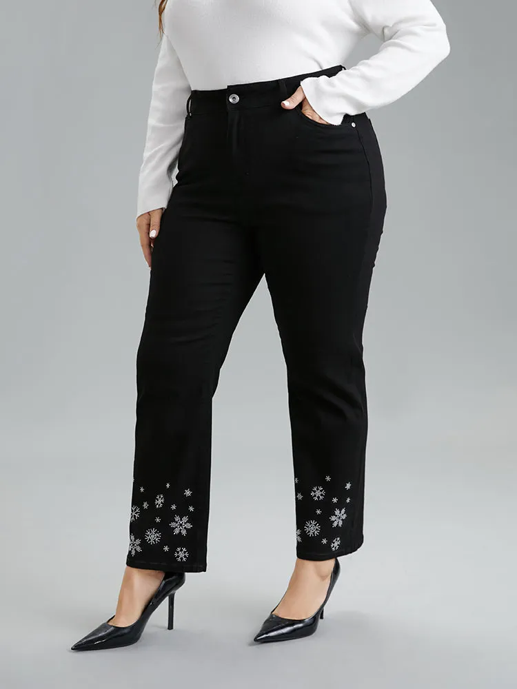Snowflake Rhinestone Very Stretchy Jeans sold by Bloomchic product image thumbnail 3