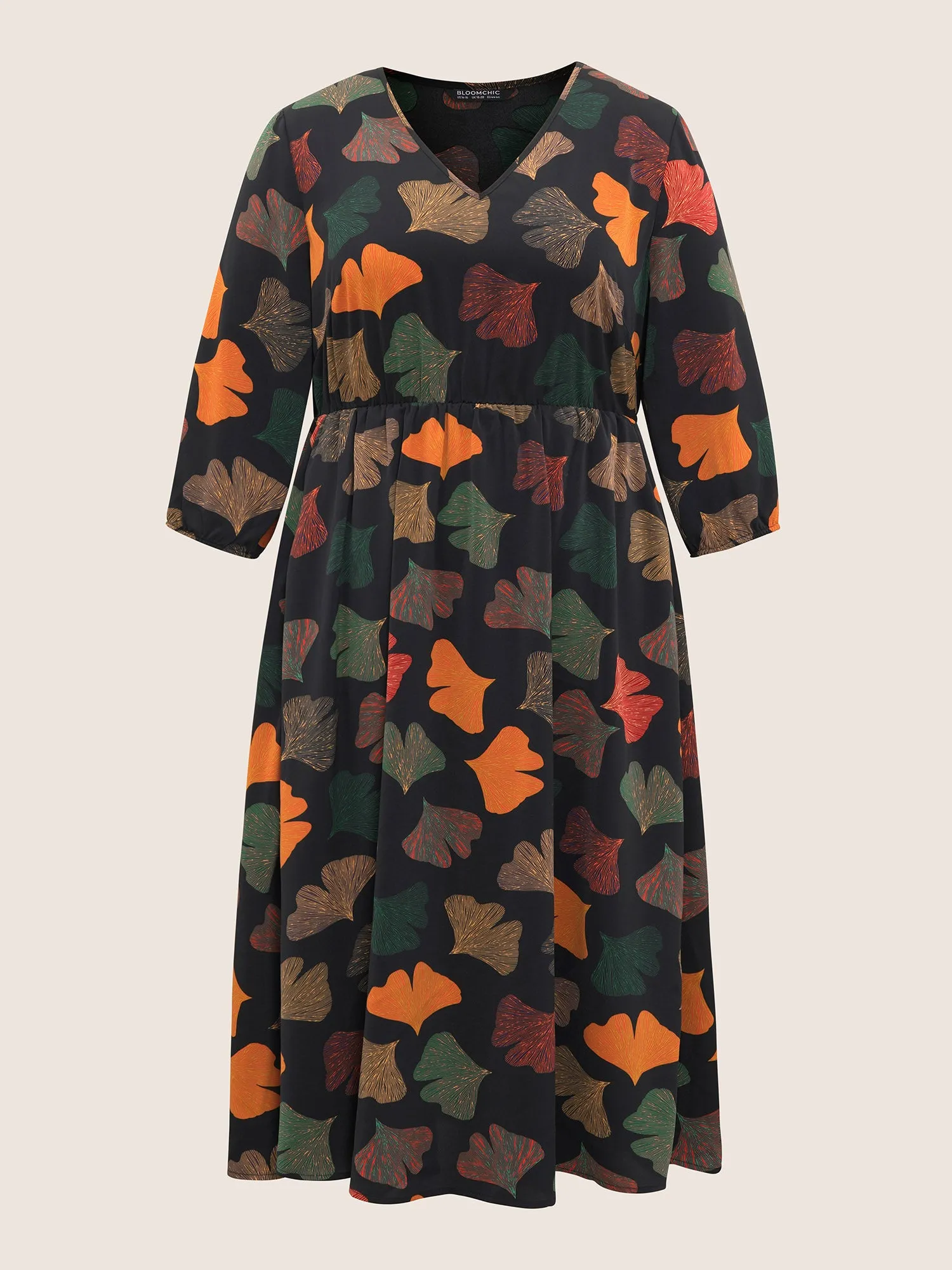 Plants Print Elastic Waist Elastic Cuffs Dress sold by Bloomchic product image thumbnail 5