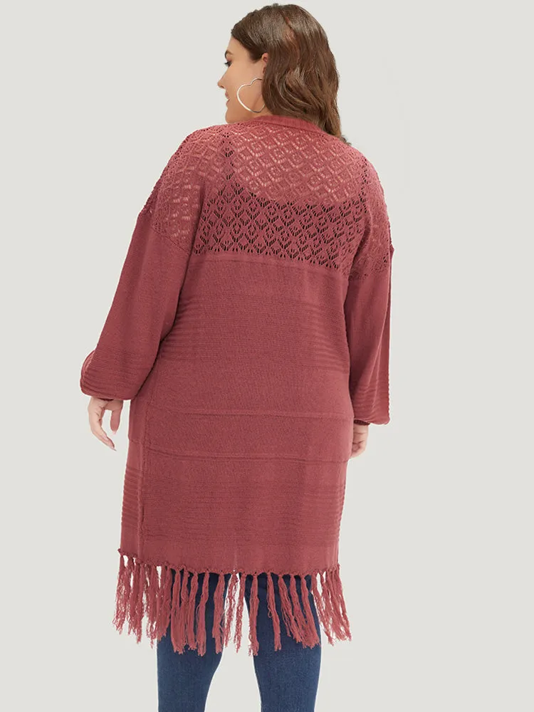 Plain Fringe Trim Patched Pocket Cardigan sold by Bloomchic product image thumbnail 3