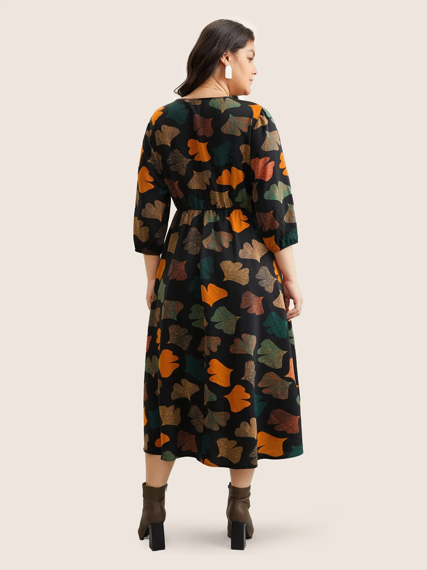 Plants Print Elastic Waist Elastic Cuffs Dress sold by Bloomchic product image thumbnail 3