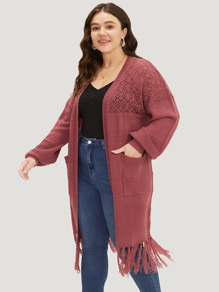 Plain Fringe Trim Patched Pocket Cardigan sold by Bloomchic product image thumbnail 4