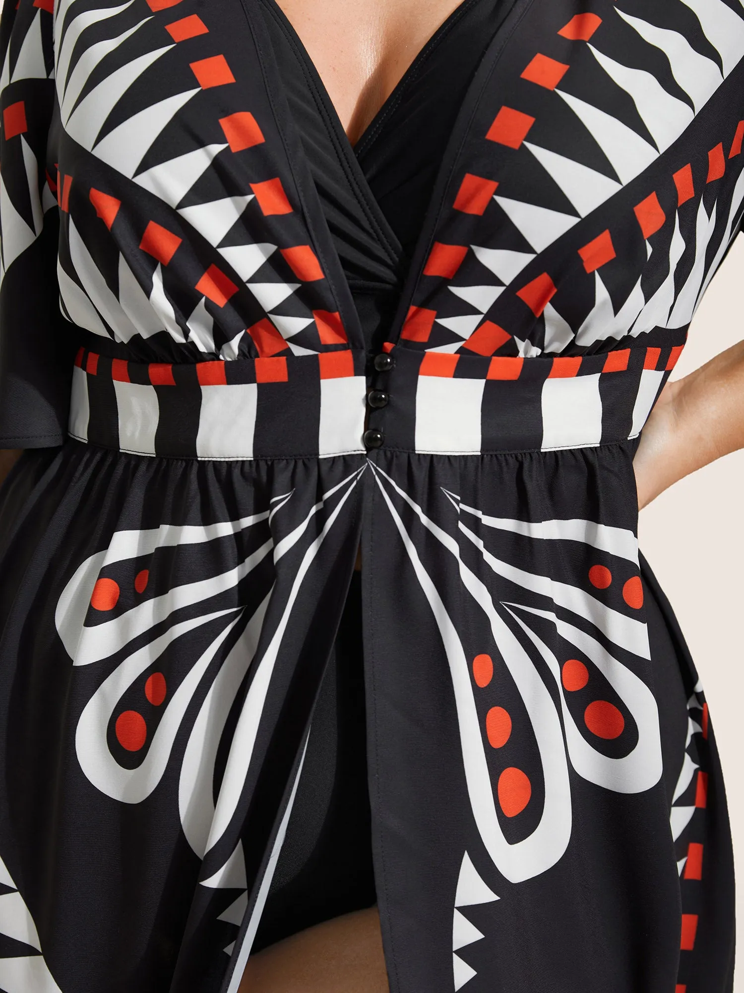 Geometric Button Up Gathered Kimono sold by Bloomchic product image thumbnail 4