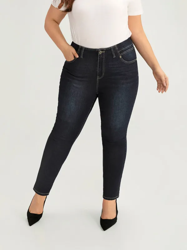 Solid Stitch Very Stretchy Patchwork Waist Jeans sold by Bloomchic