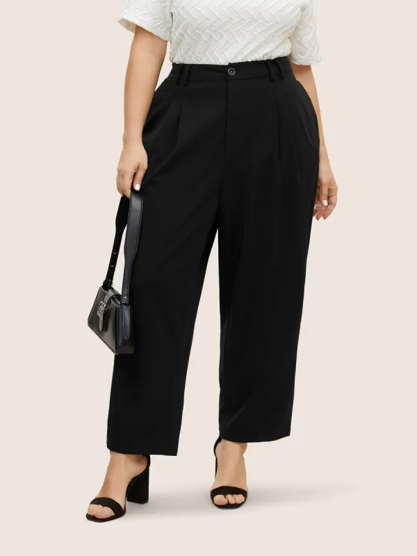 High Rise Elastic Waist Straight Leg Pants sold by Bloomchic