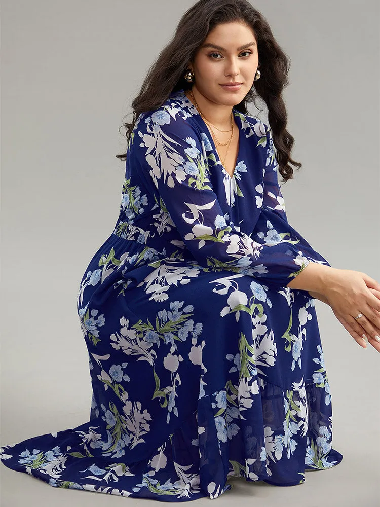 Floral Print Chiffon Pocket Elastic Waist Gathered Dress sold by Bloomchic product image thumbnail 5